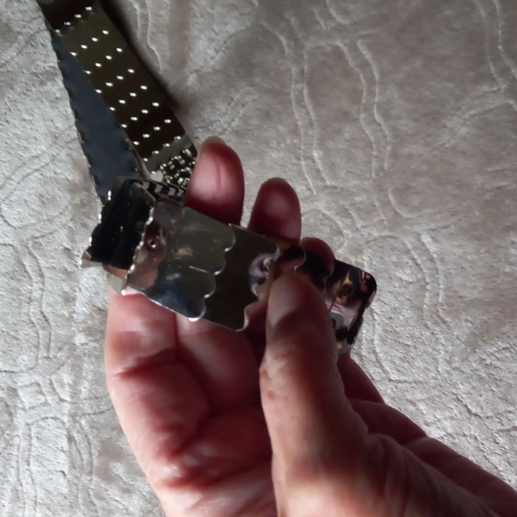 1970's vintage silver tone elastic belt - Picture 3 of 8